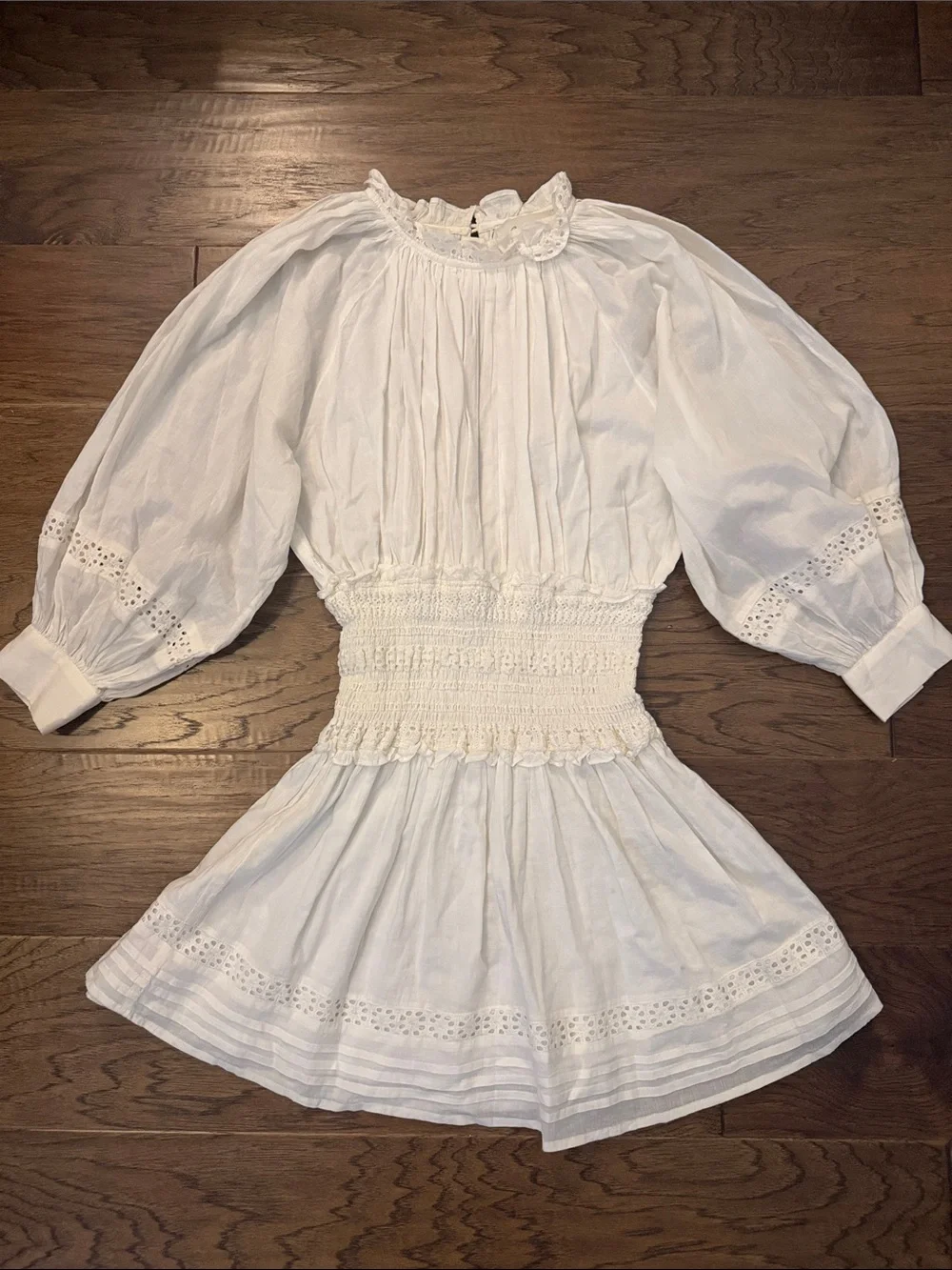 NWOT Cleobella Hayden Smocked Boho Mini Dress Ivory White S